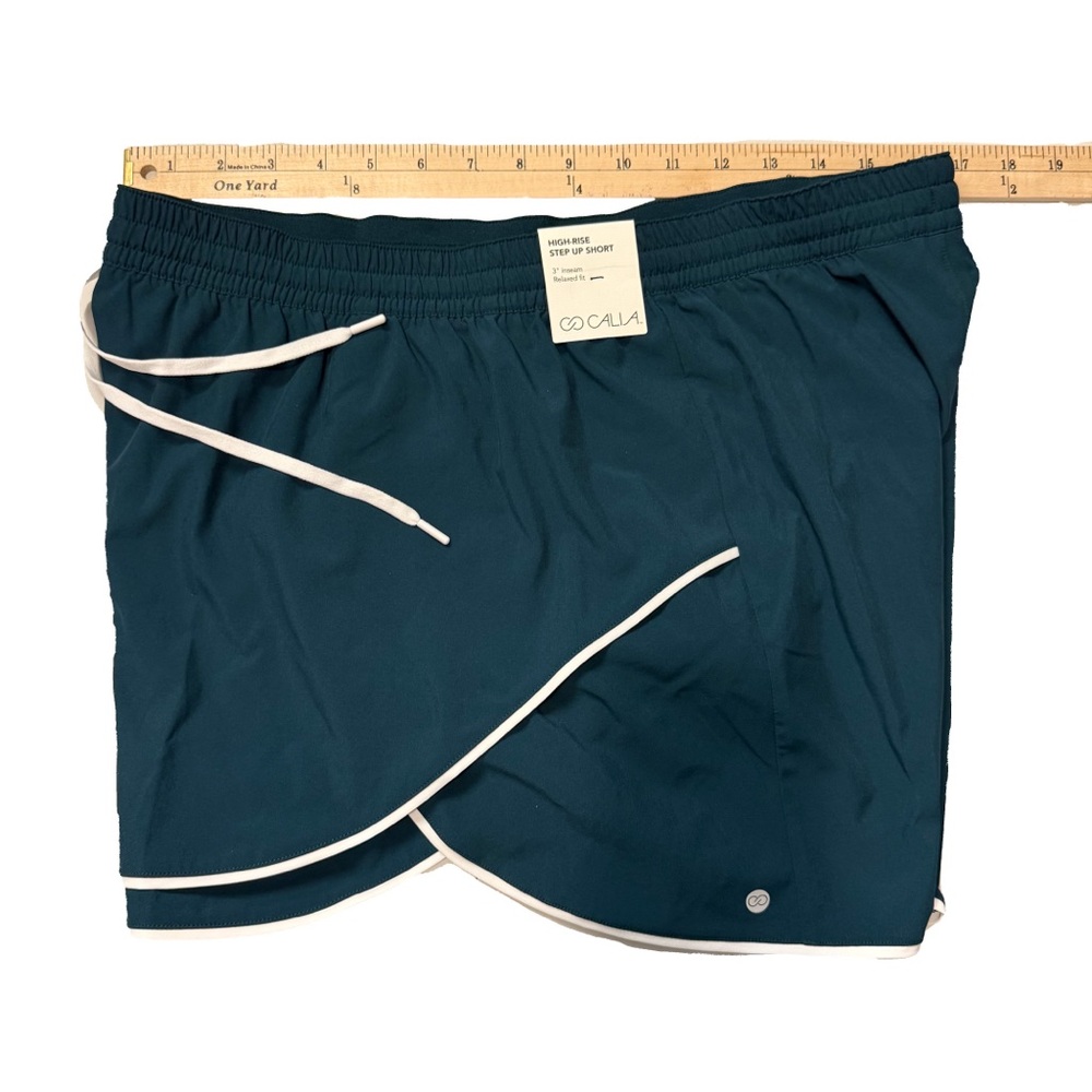 CALIA by Carrie Underwood Teal Athletic Shorts with White Trim - Picture 3 of 4